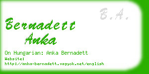 bernadett anka business card